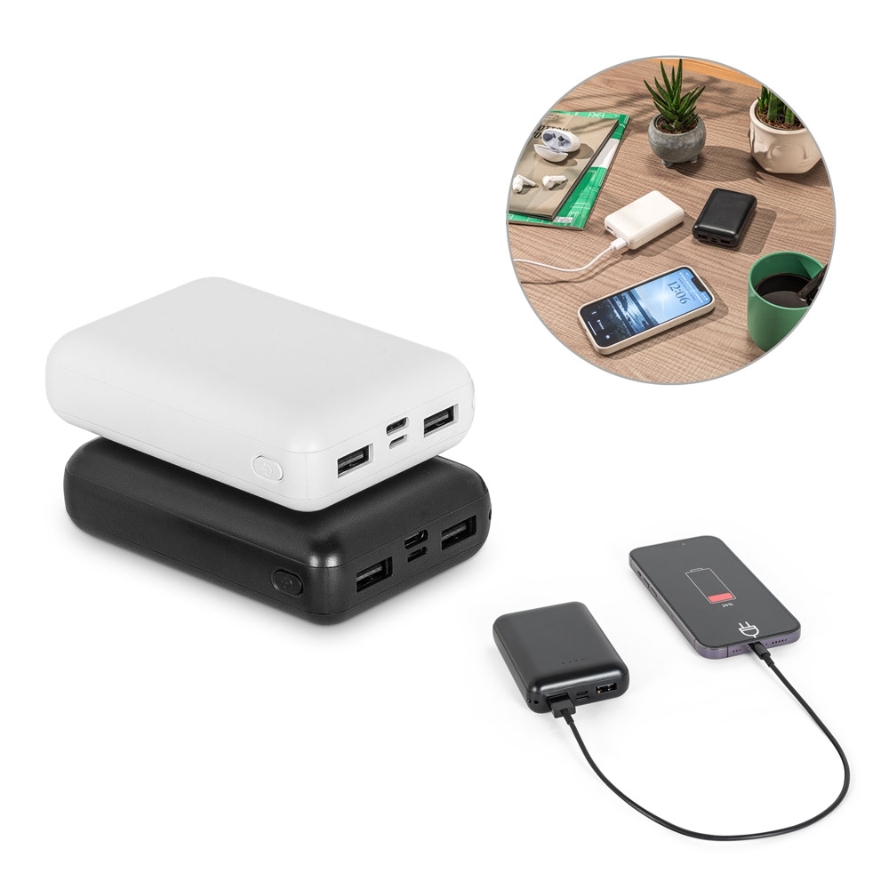 Bateria portátil em ABS 100% reciclado, 10.000 mAh